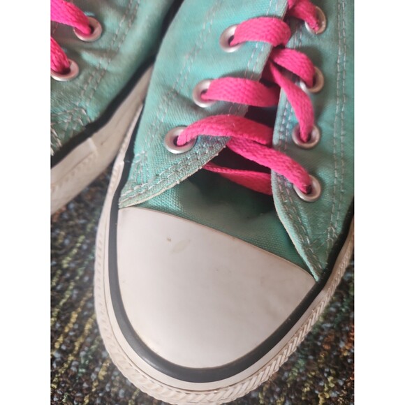 Converse All Star Chuck Taylors Seafoam Green Hi Tops w/ Pink Laces M 11 W 13 - Picture 5 of 12